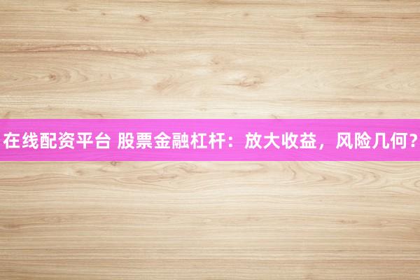 在线配资平台 股票金融杠杆：放大收益，风险几何？