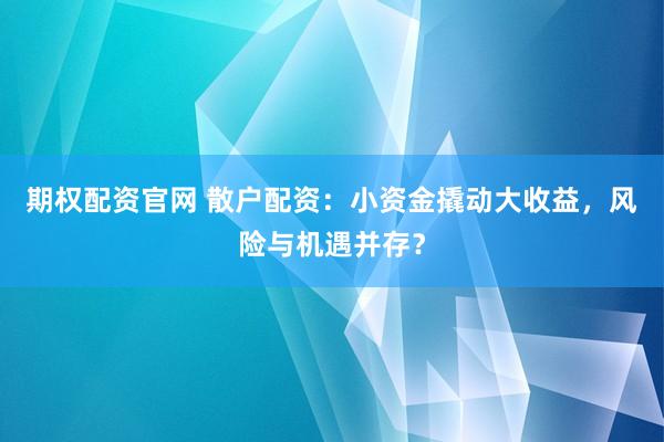 期权配资官网 散户配资:小资金撬动大收益,风险与机遇并存?
