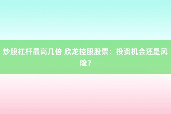 炒股杠杆最高几倍 欣龙控股股票:投资机会还是风险?