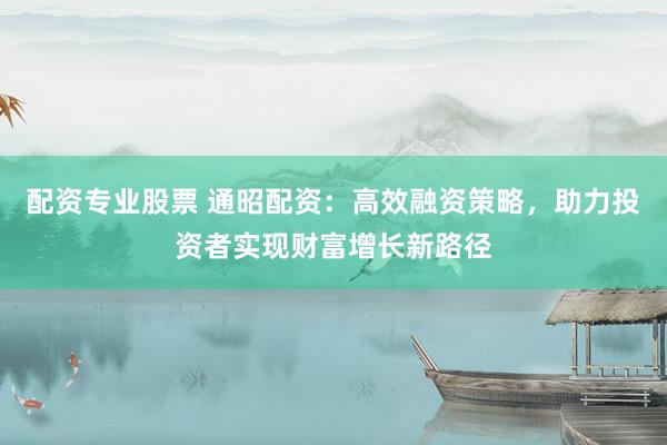 配资专业股票 通昭配资：高效融资策略，助力投资者实现财富增长新路径