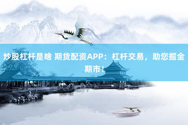 炒股杠杆是啥 期货配资APP：杠杆交易，助您掘金期市！