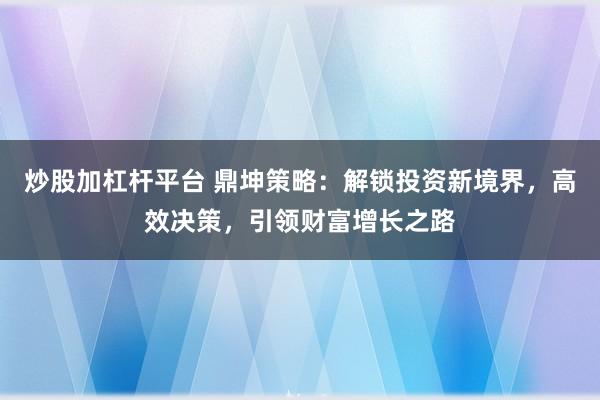 炒股加杠杆平台 鼎坤策略：解锁投资新境界，高效决策，引领财富增长之路