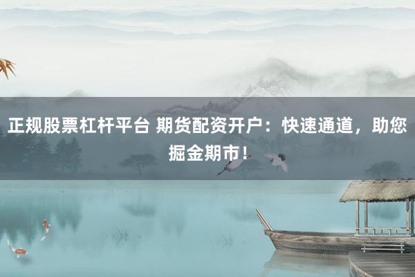 正规股票杠杆平台 期货配资开户：快速通道，助您掘金期市！